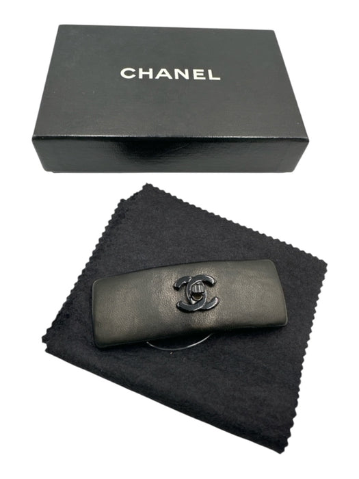 Chanel Black & Gold Lamb leather Interlocking CC Baby Hair Accessories/Tools Black & Gold