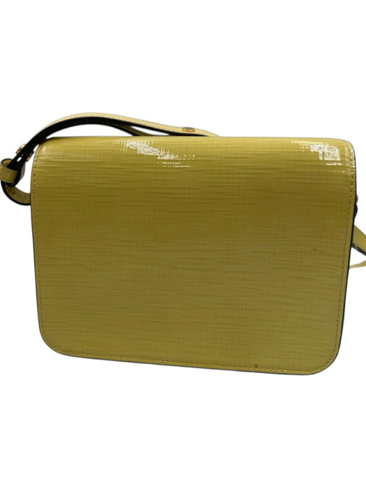 Tory Burch Yellow Patent Leather Flap Logo Adjustable Strap Shoulder Bag Yellow / Small