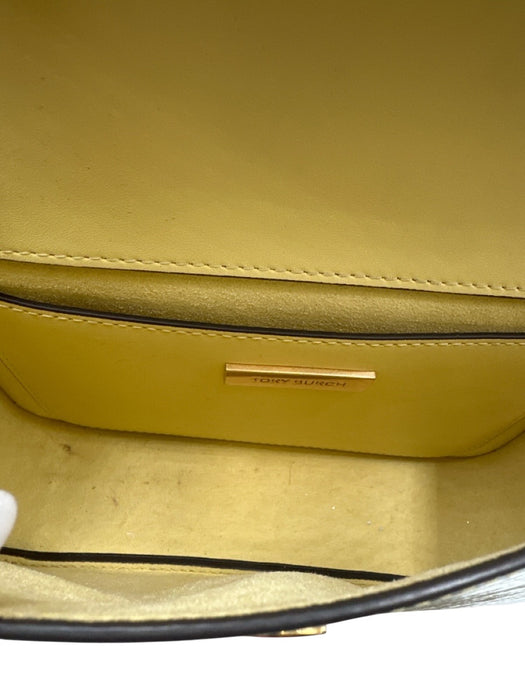Tory Burch Yellow Patent Leather Flap Logo Adjustable Strap Shoulder Bag Yellow / Small