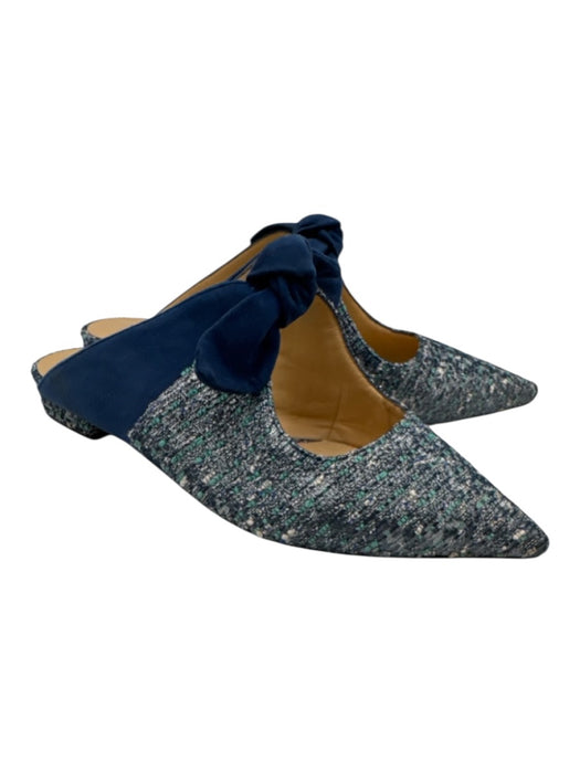 Alexandre Birman Shoe Size 40 Blue, White, Teal Leather & Textile Tweed Flats Blue, White, Teal / 40