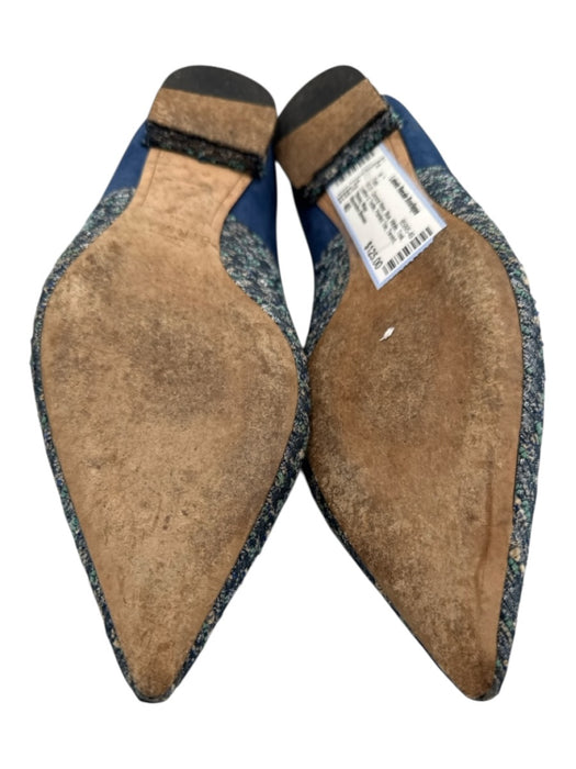 Alexandre Birman Shoe Size 40 Blue, White, Teal Leather & Textile Tweed Flats Blue, White, Teal / 40