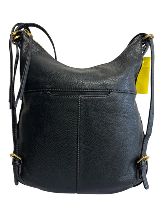Hobo Black Leather Suede Gold Tone Hardware Zip Top Convertible Bag Black