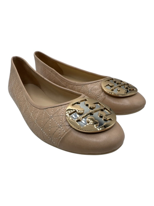 Tory Burch Shoe Size 9 Beige Leather Upper Embroidered Design Pump Flats Beige / 9