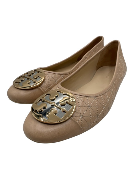 Tory Burch Shoe Size 9 Beige Leather Upper Embroidered Design Pump Flats Beige / 9