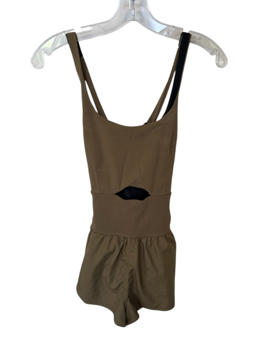 FP Movement Size S Brown Stretch Cut Out Cross Back Tank Top Athletic Romper Brown / S