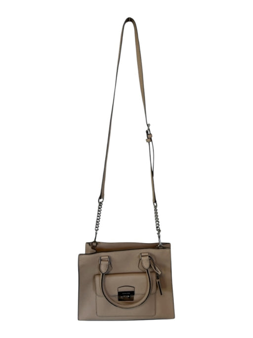 Michael Kors Tan & Silver Leather Top Handles Chain Strap Structured SHW Bag Tan & Silver / M