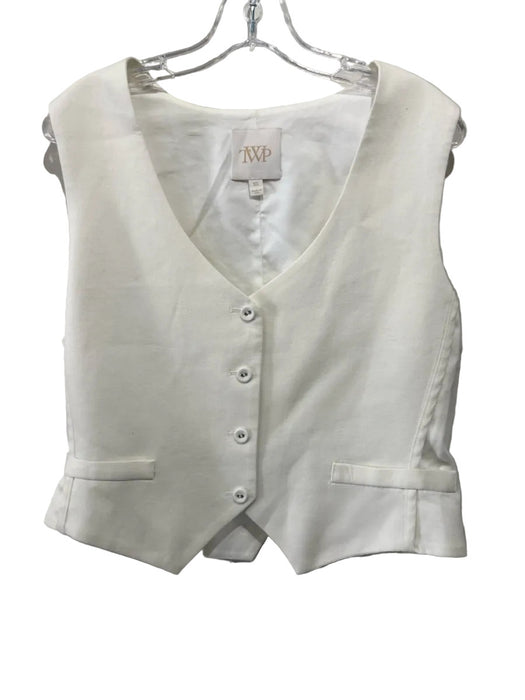 TWP Size XL White Linen Blend Buttons Sleeveless Vest