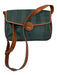 Fendi Dark Green & Tan Coated Canvas Leather Strap Stripe Flap Crossbody Bag Dark Green & Tan / Medium