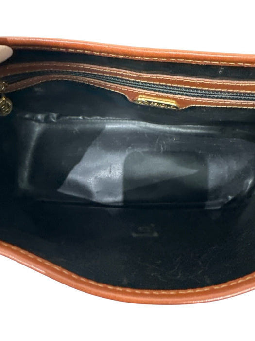 Fendi Dark Green & Tan Coated Canvas Leather Strap Stripe Flap Crossbody Bag Dark Green & Tan / Medium