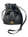 Tory Burch Black Leather Chevron Quilting GHW Bucket Crossbody Bag Black / XS