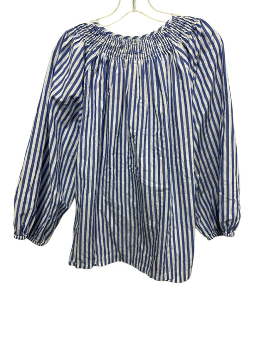 Lake Size XL Blue & White Cotton Elastic Waistband Striped Tie V Neck Short Set Blue & White / XL
