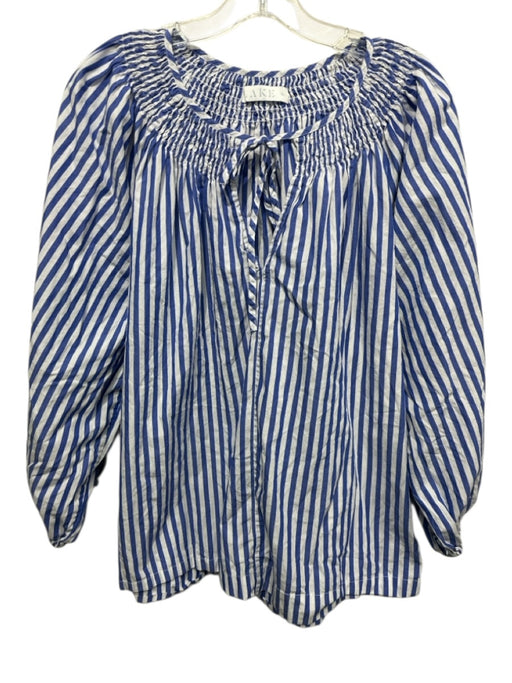 Lake Size XL Blue & White Cotton Elastic Waistband Striped Tie V Neck Short Set Blue & White / XL