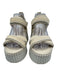 Chloe Shoe Size 36 White & Cream Suede Velcro Strap Blanket Stitch Sandals White & Cream / 36