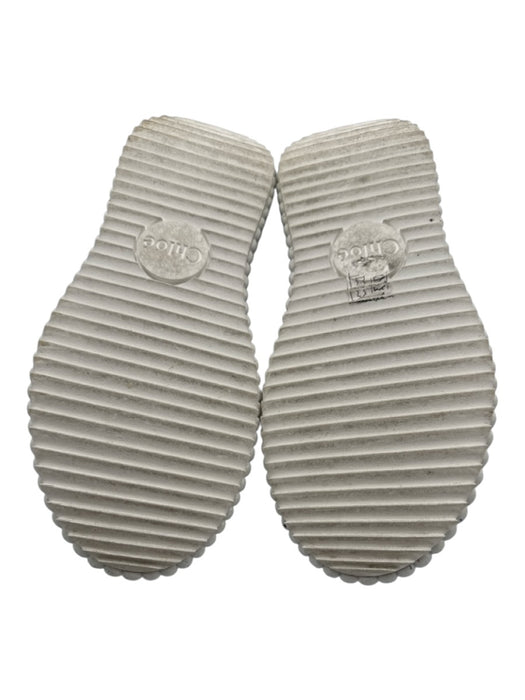 Chloe Shoe Size 36 White & Cream Suede Velcro Strap Blanket Stitch Sandals White & Cream / 36