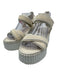 Chloe Shoe Size 36 White & Cream Suede Velcro Strap Blanket Stitch Sandals White & Cream / 36