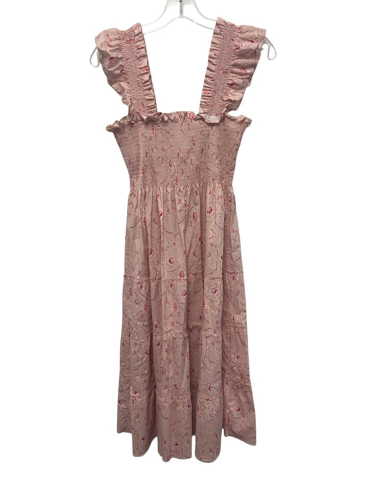 Hill House Size XS Pink & White Cotton Sleeveless Floral Print Midi Dress Pink & White / XS