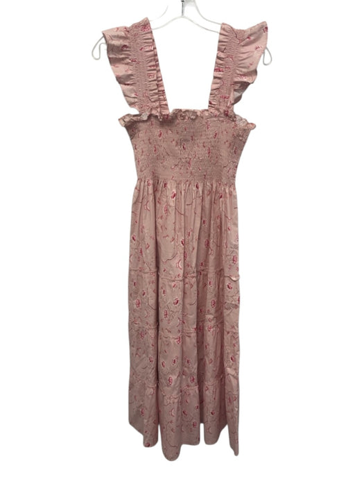 Hill House Size XS Pink & White Cotton Sleeveless Floral Print Midi Dress Pink & White / XS