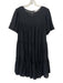 Anine Bing Size XS Black Viscose & Silk Seersucker Short Sleeve Tiered Dress Black / XS