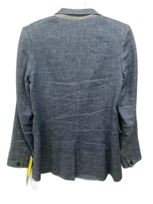 Veronica Beard Size 4 Chambray Linen Blend Heathered Flap Pocket Collar Jacket Chambray / 4