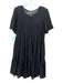 Anine Bing Size XS Black Viscose & Silk Seersucker Short Sleeve Tiered Dress Black / XS
