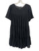 Anine Bing Size XS Black Viscose & Silk Seersucker Short Sleeve Tiered Dress Black / XS