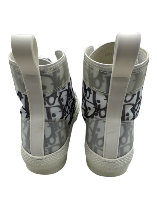 Dior Shoe Size 36 Gray & White Canvas High Top Logo Print Lace Up Sneakers Gray & White / 36