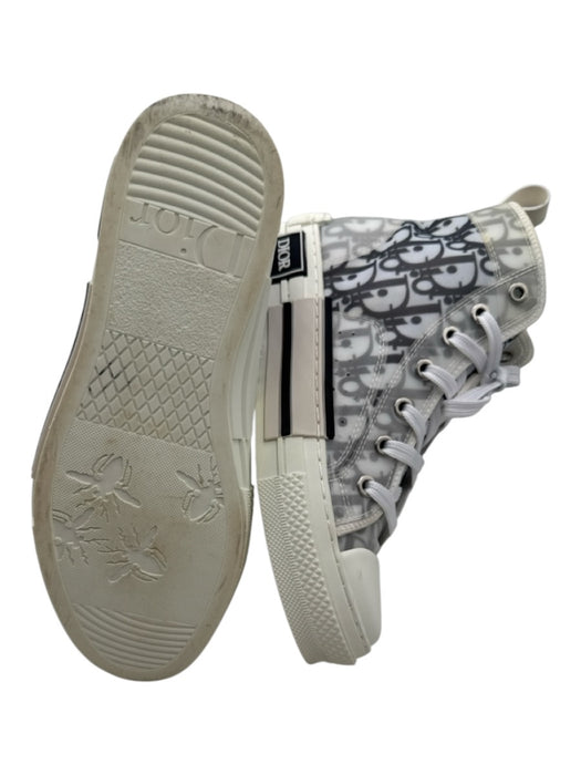 Dior Shoe Size 36 Gray & White Canvas High Top Logo Print Lace Up Sneakers Gray & White / 36