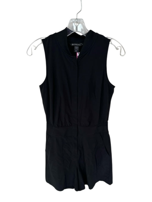 Athleta Size 2T Black Polyester Blend Sleeveless Front Zip Athletic Romper Black / 2T