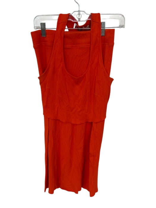 FP Beach Size M Orange Cotton Elastic Waist Ribbed Maxi Sleeveless Skirt Set Orange / M
