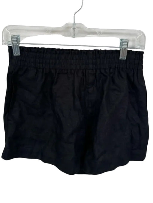 Reformation Size S Black Linen Smocked Waist Band Front Pockets Shorts Black / S