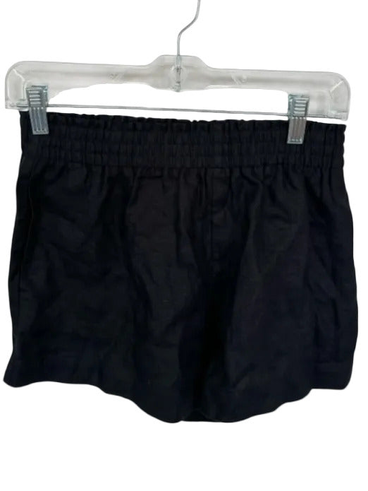 Reformation Size S Black Linen Smocked Waist Band Front Pockets Shorts Black / S