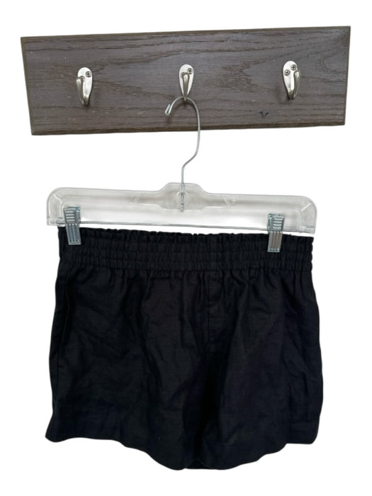 Reformation Size S Black Linen Smocked Waist Band Front Pockets Shorts Black / S