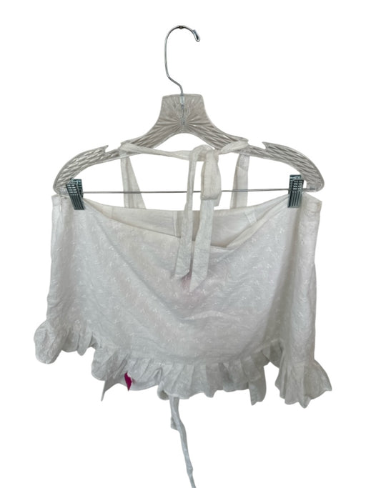 Princess Polly Size 16 White Cotton Side Zip Eyelet Halter Skirt Set White / 16