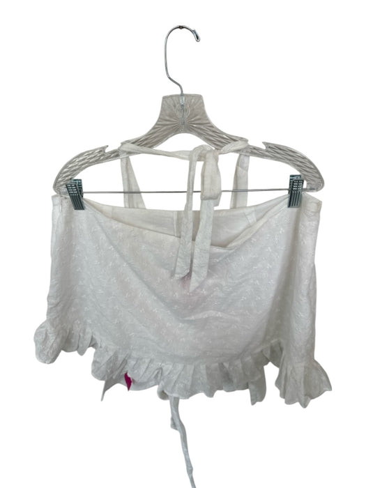 Princess Polly Size 16 White Cotton Side Zip Eyelet Halter Skirt Set White / 16