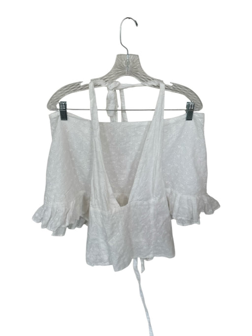 Princess Polly Size 16 White Cotton Side Zip Eyelet Halter Skirt Set White / 16
