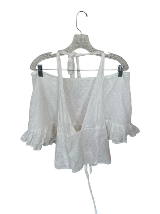 Princess Polly Size 16 White Cotton Side Zip Eyelet Halter Skirt Set White / 16