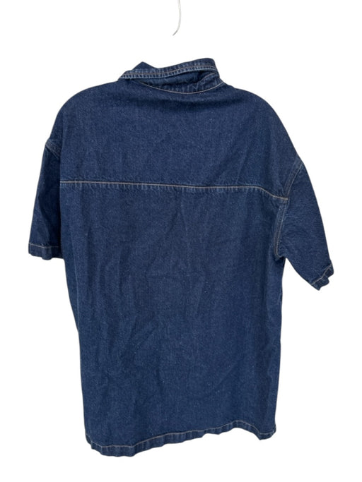 ASOS Design Size 10 Dark Blue Cotton Denim Snap Button Short Sleeve Mini Dress Dark Blue / 10