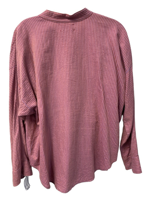 XiRENA Size Medium Red & Purple Cotton Blend Long Sleeve Striped Button Down Top Red & Purple / Medium