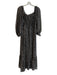 & Merci Size L Black & Multi Polyester Off Shoulder Long Sleeve Shirred Dress Black & Multi / L
