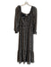 & Merci Size L Black & Multi Polyester Off Shoulder Long Sleeve Shirred Dress Black & Multi / L