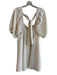 Free People Size M Cream Polyester Square Neck Tie Back Short Puff Sleeve Dress Cream / M