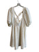 Free People Size M Cream Polyester Square Neck Tie Back Short Puff Sleeve Dress Cream / M