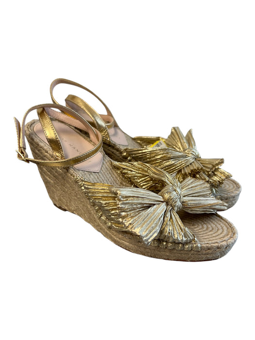 Loeffler Randall Shoe Size 6.5 Gold Fabric Espadrille Bow Detail Wedge Shoes Gold / 6.5