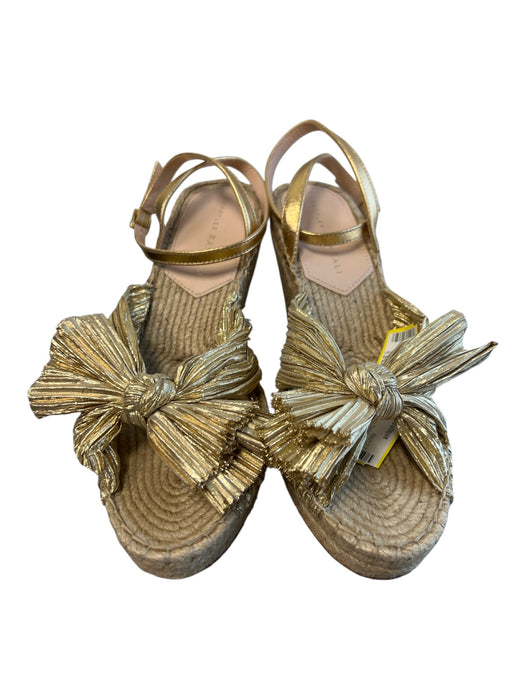 Loeffler Randall Shoe Size 6.5 Gold Fabric Espadrille Bow Detail Wedge Shoes Gold / 6.5