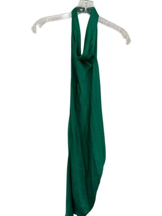Amanda Uprichard Size L Forest Green Silk Halter Neck Open Back Dress Forest Green / L