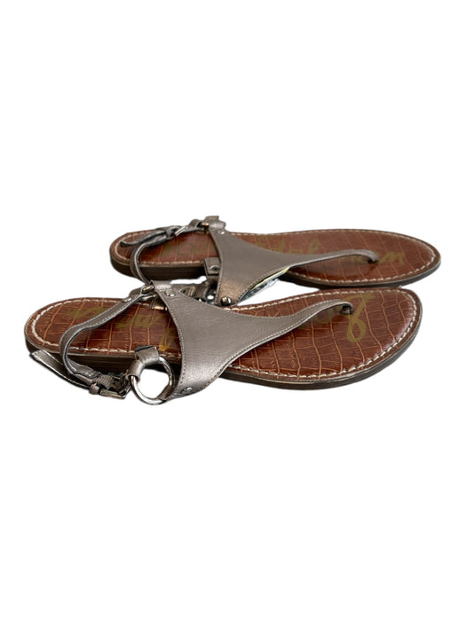 Sam Edelman Shoe Size 7 Brown & Silver Leather Upper Silver Hardware Shoes Brown & Silver / 7