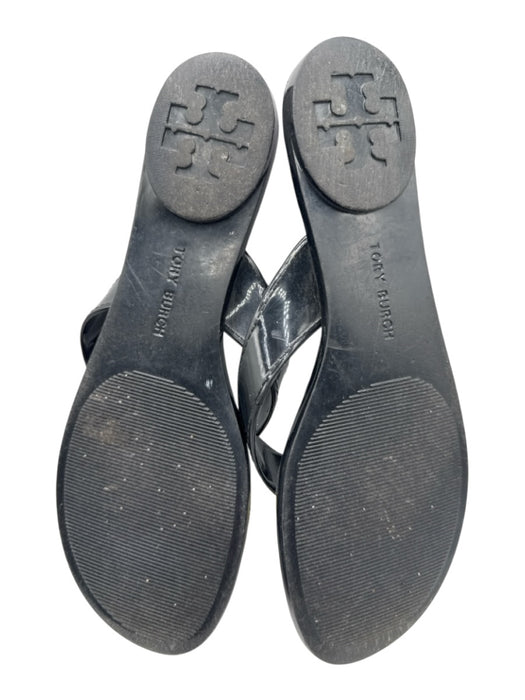 Tory Burch Shoe Size 10 Black Plastic Logo Thong Sandals Black / 10