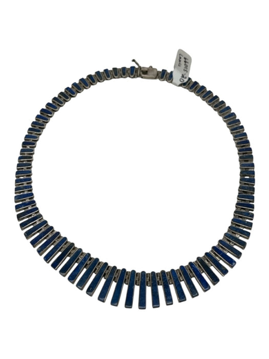 Blue Silver Sterling Silver Lapis Lazuli Hinge Collar Necklace Blue Silver