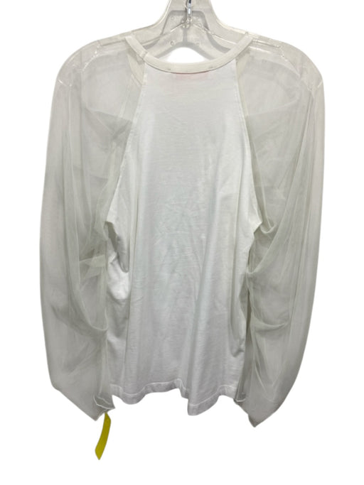 SeeByChloe Size XS White Cotton Tulle Long Sleeve Crew Neck Top White / XS