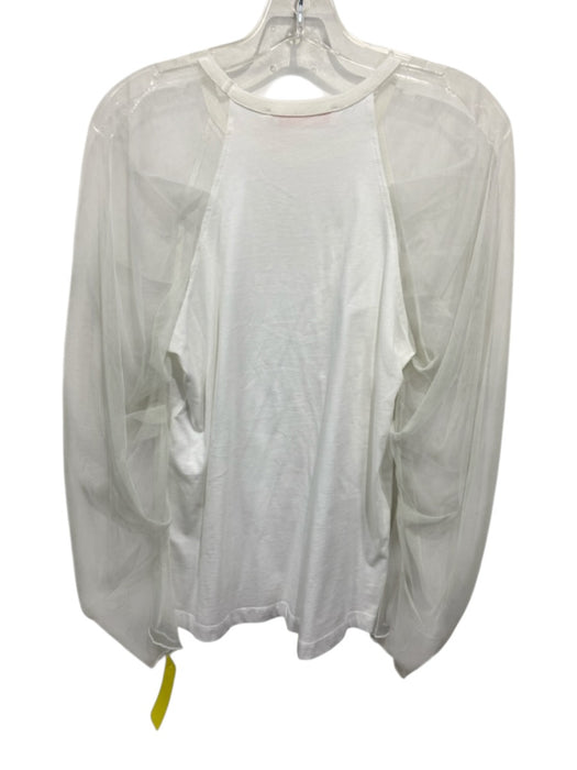 SeeByChloe Size XS White Cotton Tulle Long Sleeve Crew Neck Top White / XS